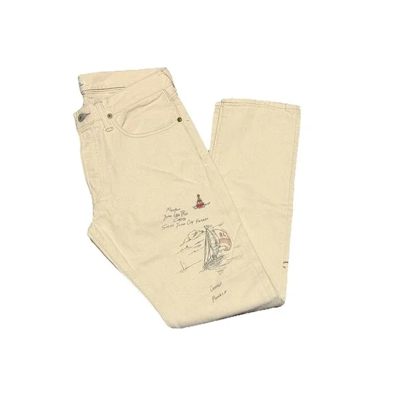 Polo Ralph Lauren The Varick Slim Straight Jeans 30x30 White Boat Button Fly - Picture 1 of 8